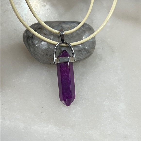 Artisan Jewelry - Purple Brazilian Amethyst Crystal Point Pendant Necklace